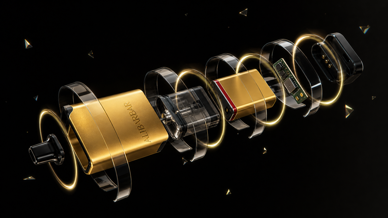 Conceptual exploded 3D view of the ALIBARBAR device